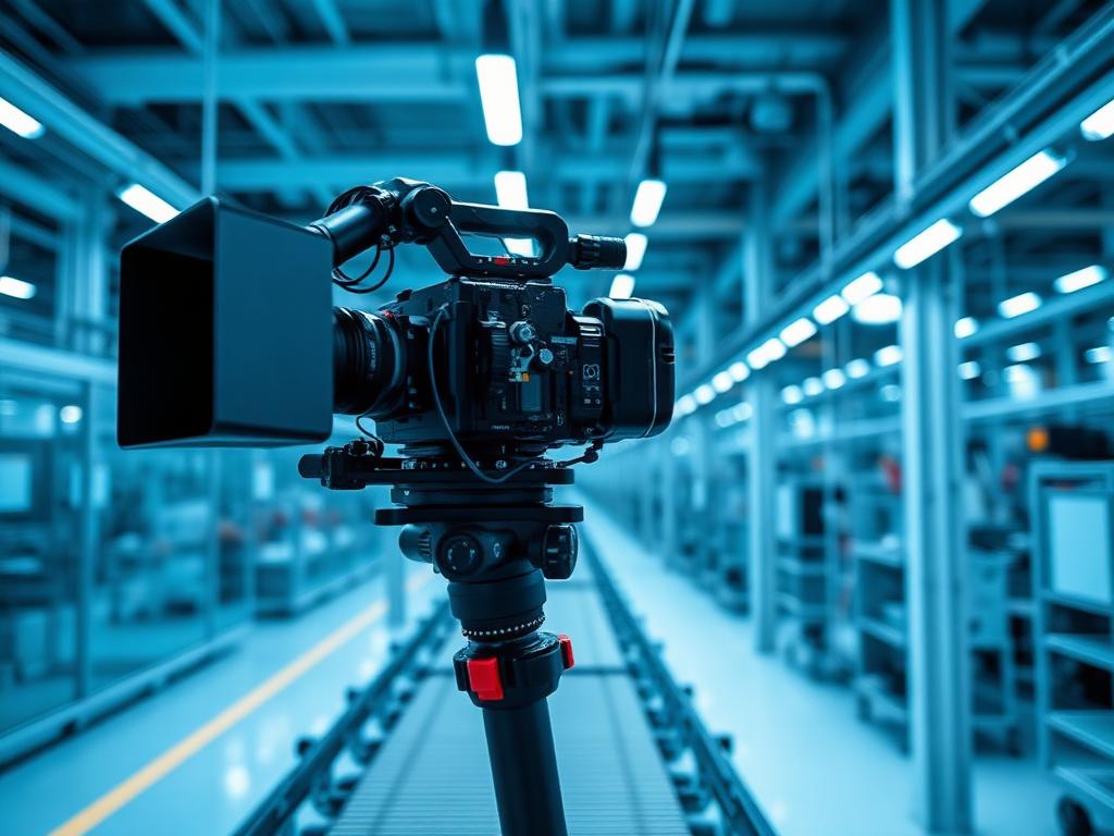 Riprese video di una linea di produzione in uno stabilimento a Ferrara